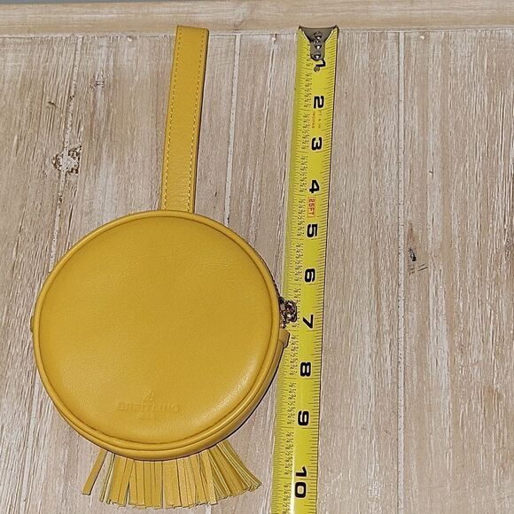 Breitling Travel Watch Case Bag Pouch Yellow Leather Round Wristlet Fringe - Picture 12 of 12